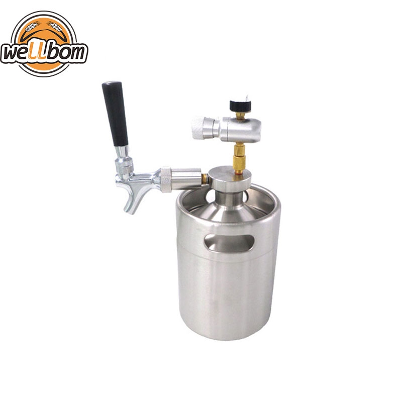 2L mini growler spears Beer Spear with Tap Faucet with CO2 Injector Premium +2L Stainless Keg Beer Growler